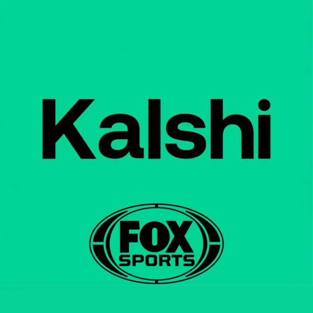 Kalshi and Fox Sports logos on a mint green background