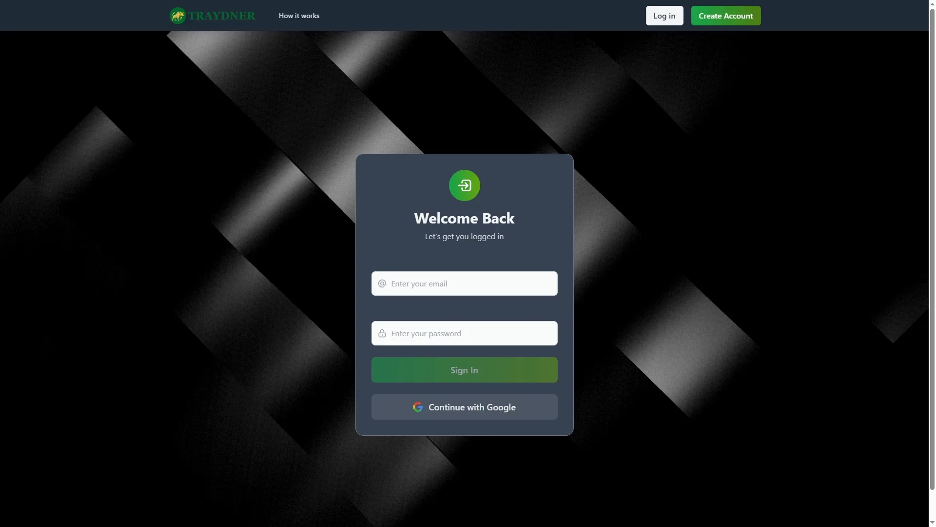 Traydner log in flow